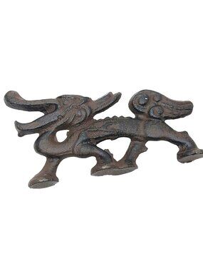 Japanese Dragon Cast Iron Bottle Opener Figurine 5" Rustic Brown Finish